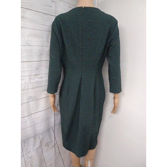 T Tahari Casual Dress Long Sleeve Dark Green Textured Sz M - Picture 4 of 7